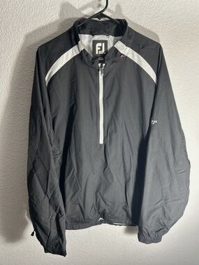 Footjoy Shirt Mens 2XL Black Half Zip Windshirt Golf Pullover Windbreaker